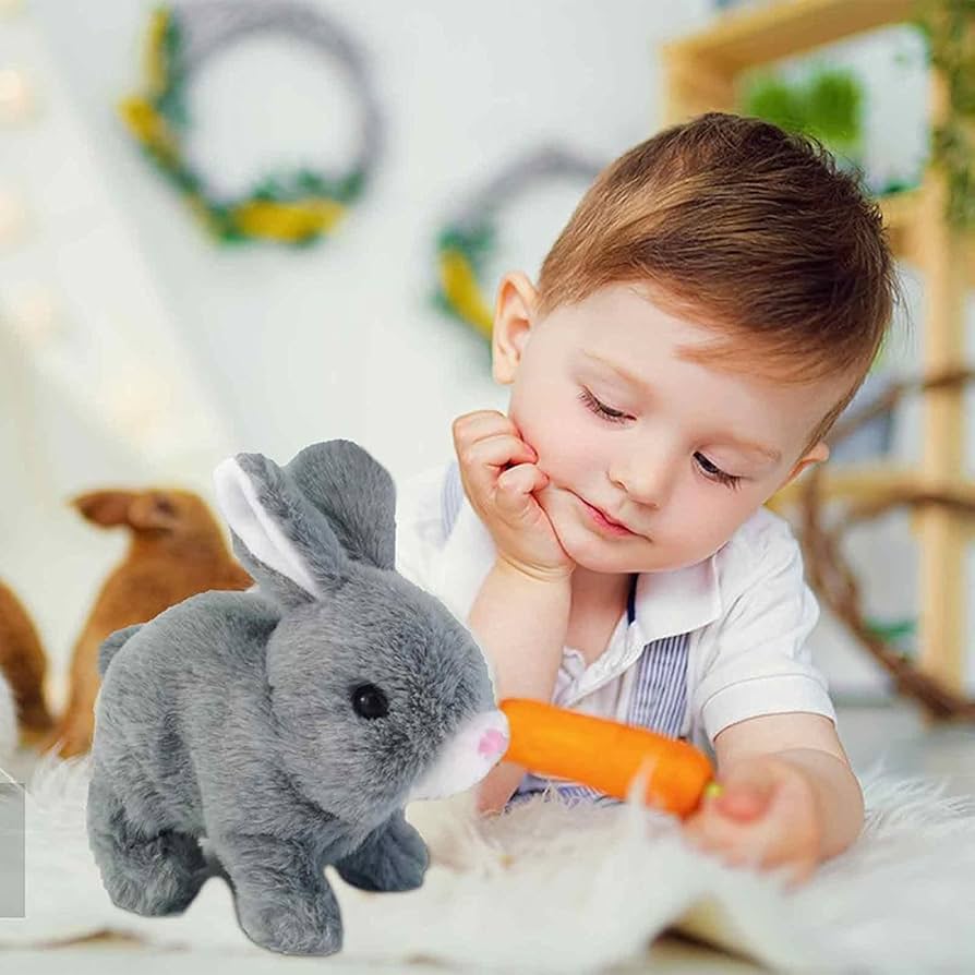 Interactive Bunny Toys - Furry Bunnies Can Walk and Make Sounds - Interactive Animal Doll for Kids