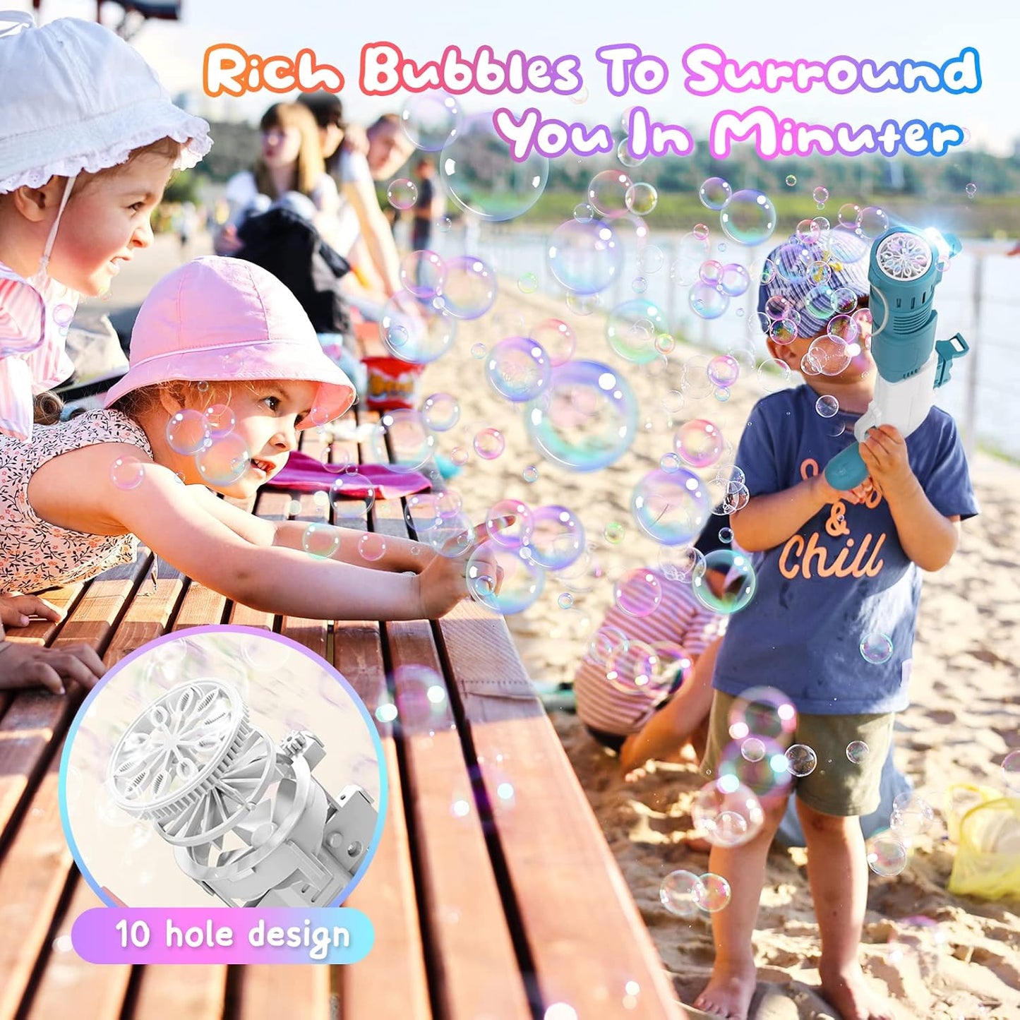 9 Holes Bubble Gun مسدس بابلز يعمل بالشحن