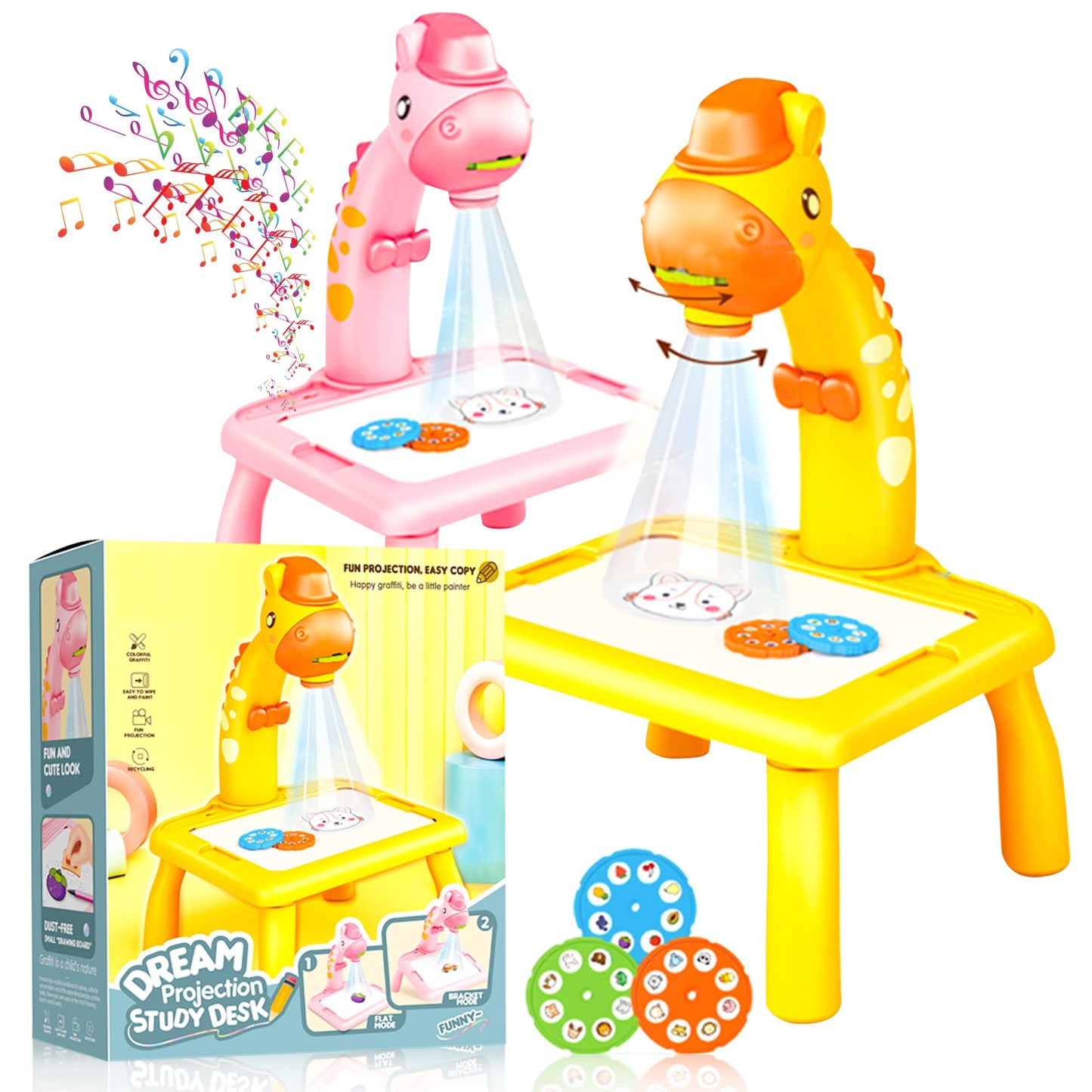 لعبة جهاز عرض للاطفال الصغار، لوحة رسم كهربائية للعبة تعليمية للاطفالTOY Projector Painting Set for Kids, Child Trace, and Draw - Led Art Drawing Projector with Light & Music (65508)