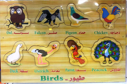 🐦 لوحة تعليمية خشبية – الطيور للأطفال
