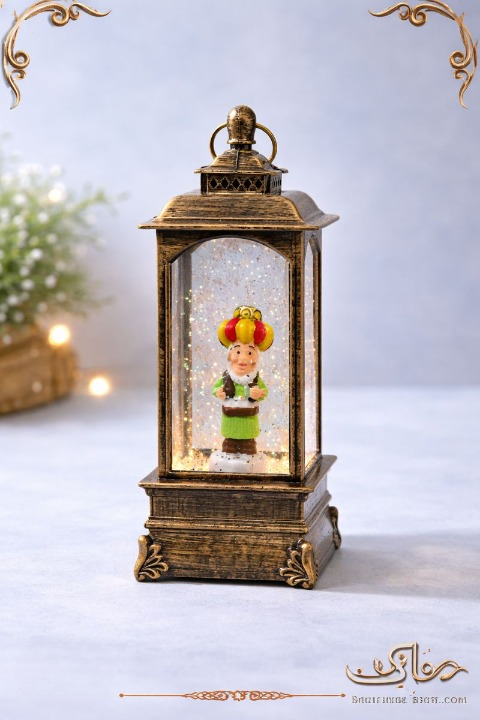 🌙✨فانوس رمضان جليتر  – إضاءة وموسيقى ✨🌙 نحاسي