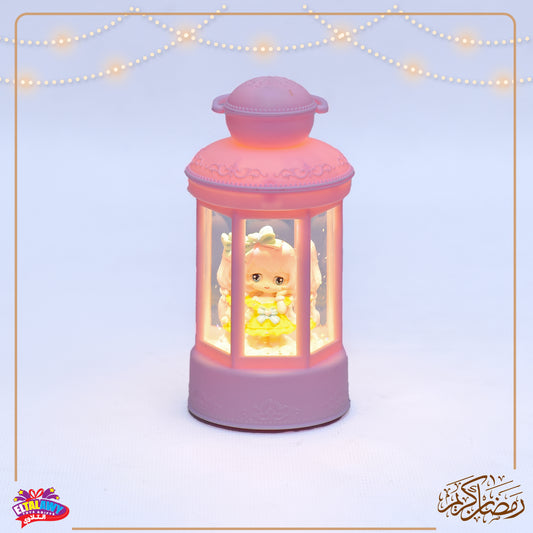 🌙✨ فانوس رمضان جليتر وردي – إضاءة  ✨🌙