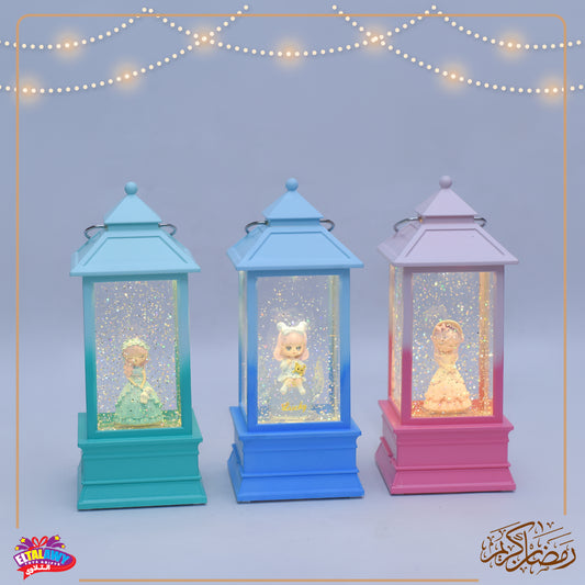 🌙✨ فانوس رمضان جليتر وردي – إضاءة وموسيقى ✨🌙
