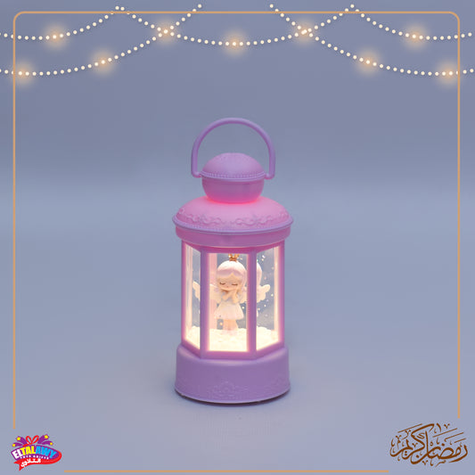🌙✨ فانوس رمضان جليتر وردي – إضاءة ✨🌙