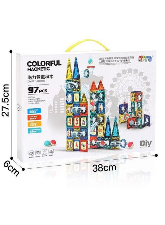 Colorful Magnetic Pipeline Building Blocks – 97 Pcs